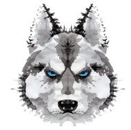 Husky dog painted watercolor illustration