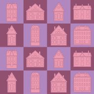 Houses Vector seamless pattern vintage N7