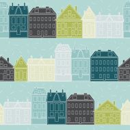 Houses Vector seamless pattern vintage N9