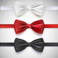 Realistic white black and red bow tie