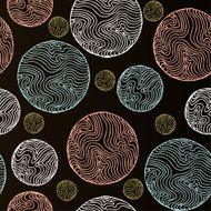 Seamless decorative retro pattern with linear rounds