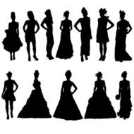 Women silhouettes in various dresses