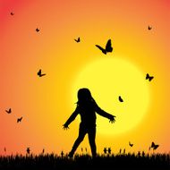 Vector silhouette of a girl N129