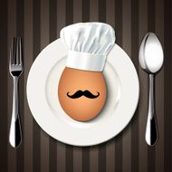 Vector Single chef Egg on a White Plate