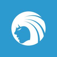 Beauty girl face icon white on the blue background