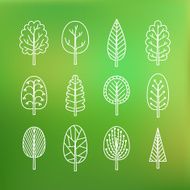 Set of trees on blurred background