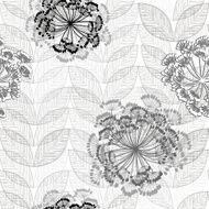 Monochrome seamless pattern of abstract flowers Hand-drawn floral background N7