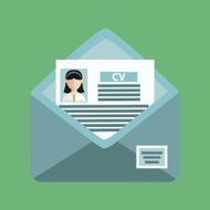 envelope with a cv on the green background
