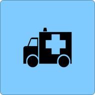 abstract black ambulance pattern icon with blue background