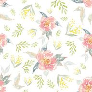 Watercolor flowers seamless pattern N9