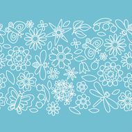 Natural pattern with beautiful flowers beetles and butterflies N5