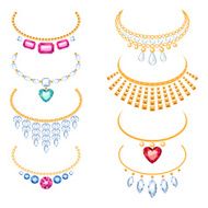 Set of beautyful golden necklaces with gemstones N2