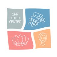 Spa and recreation background with icons in linear style N2