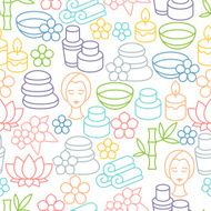 Spa and recreation seamless pattern with icons in linear style