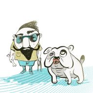 cool boy with bulldog N2