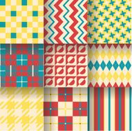 Set of seamless backgrounds with pattern striped chess checkered N14