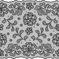 Lace fabric seamless border with abstract flowers N2
