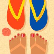 Hello summer self shoot feet on the beach