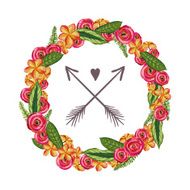 Hand-drawn vintage flower wreath N7
