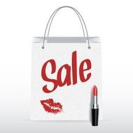 Vector shopping bag with lipstick Sale inscription
