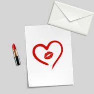heart drawn in lipstick and lip imprint N3