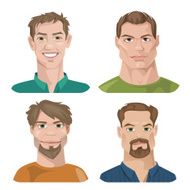 Set of four portraits Male characters