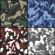 Set of seamless camouflage fabric patterns