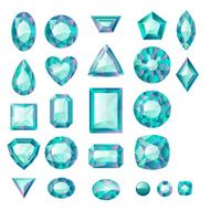Set of realistic green jewels Colorful gemstones