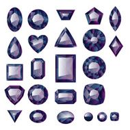Set of realistic black jewels Colorful gemstones