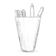 Hand drawn sketch pencil case N2
