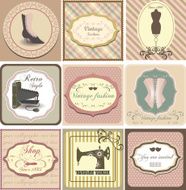 Set of vintage labels with fashion motifs