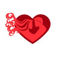 Couple silhouette with heart