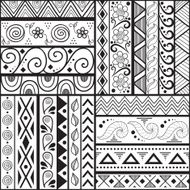 Tribal striped hand drawn seamless pattern N4