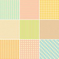 Set of nine geometric seamless patterns in retro style N2