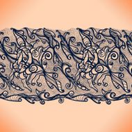 Abstract lace ribbon horizontal seamless pattern