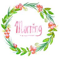 Watercolor illustrated greeting card Vector floral Morning