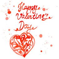 Lacy red watercolor heart N3