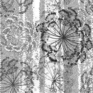 Monochrome seamless pattern of abstract flowers Hand-drawn floral background N8