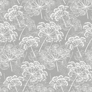Monochrome seamless pattern of abstract flowers Hand-drawn floral background N9
