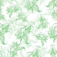 Vintage pattern of green spring flowers