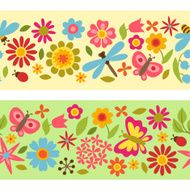 Natural pattern with beautiful flowers beetles and butterflies N6