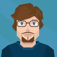 Trendy &quot;low poly&quot; style man head vector concept geek hipster