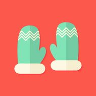Christmas Winter Gloves Flat Icon