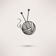 Woolen thread and needles flat design vector