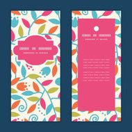 Vector colorful branches vertical frame pattern invitation greeting cards set N4
