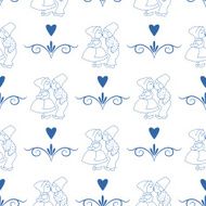 Seamless pattern with Dutch ornaments (Deflt blue style) N4