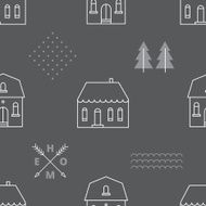 Seamless pattern with country houses N2