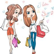 Vector fashion cute girls
