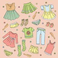 Set of children&#039;s clothes vector design elements N2