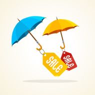 Vector umbrellas with sale stickers Flat Design N2